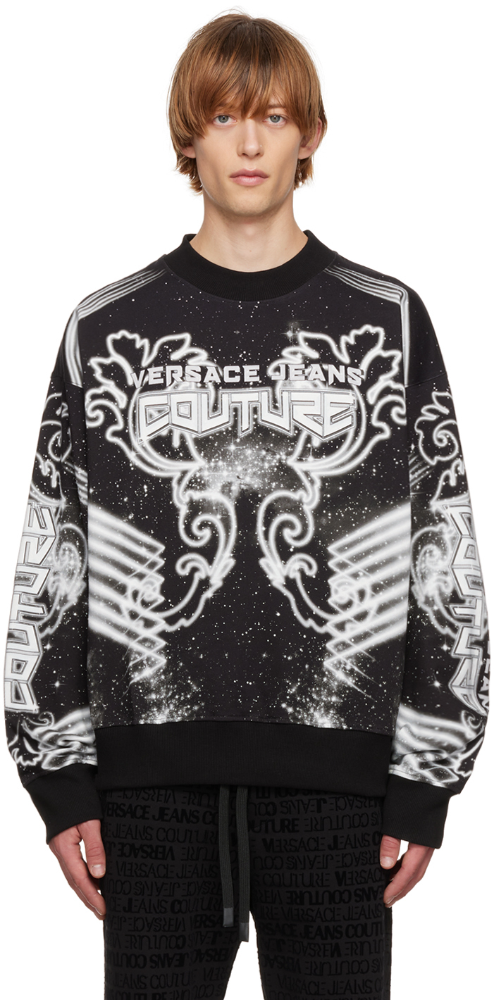 Versace Jeans Couture: Black Galaxy Sweatshirt | SSENSE