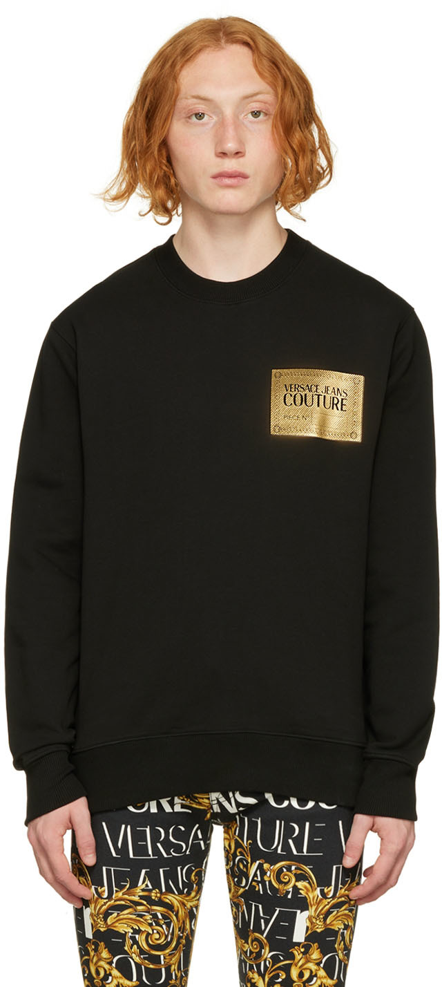Versace Jeans Couture: Black Piece Number Sweatshirt | SSENSE