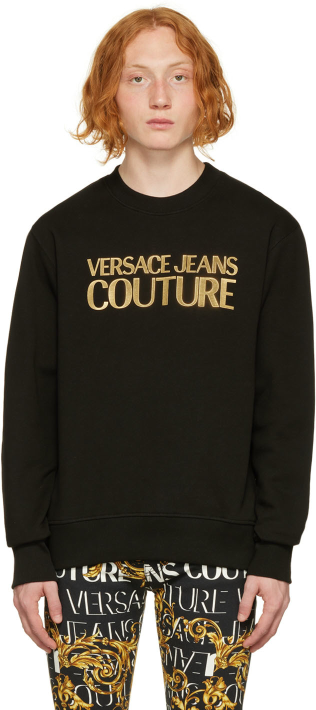 Black Bonded Sweatshirt by Versace Jeans Couture on Sale