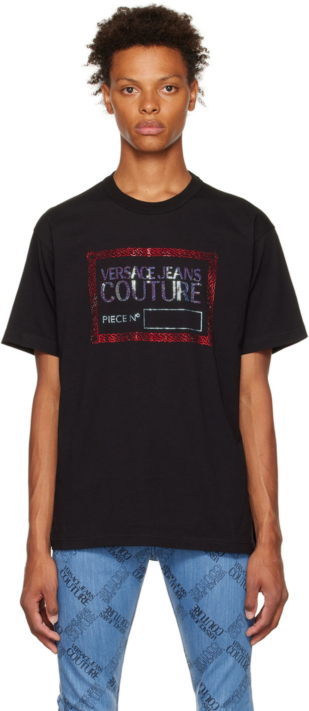 Versace Jeans Couture: Black Piece Number T-Shirt | SSENSE