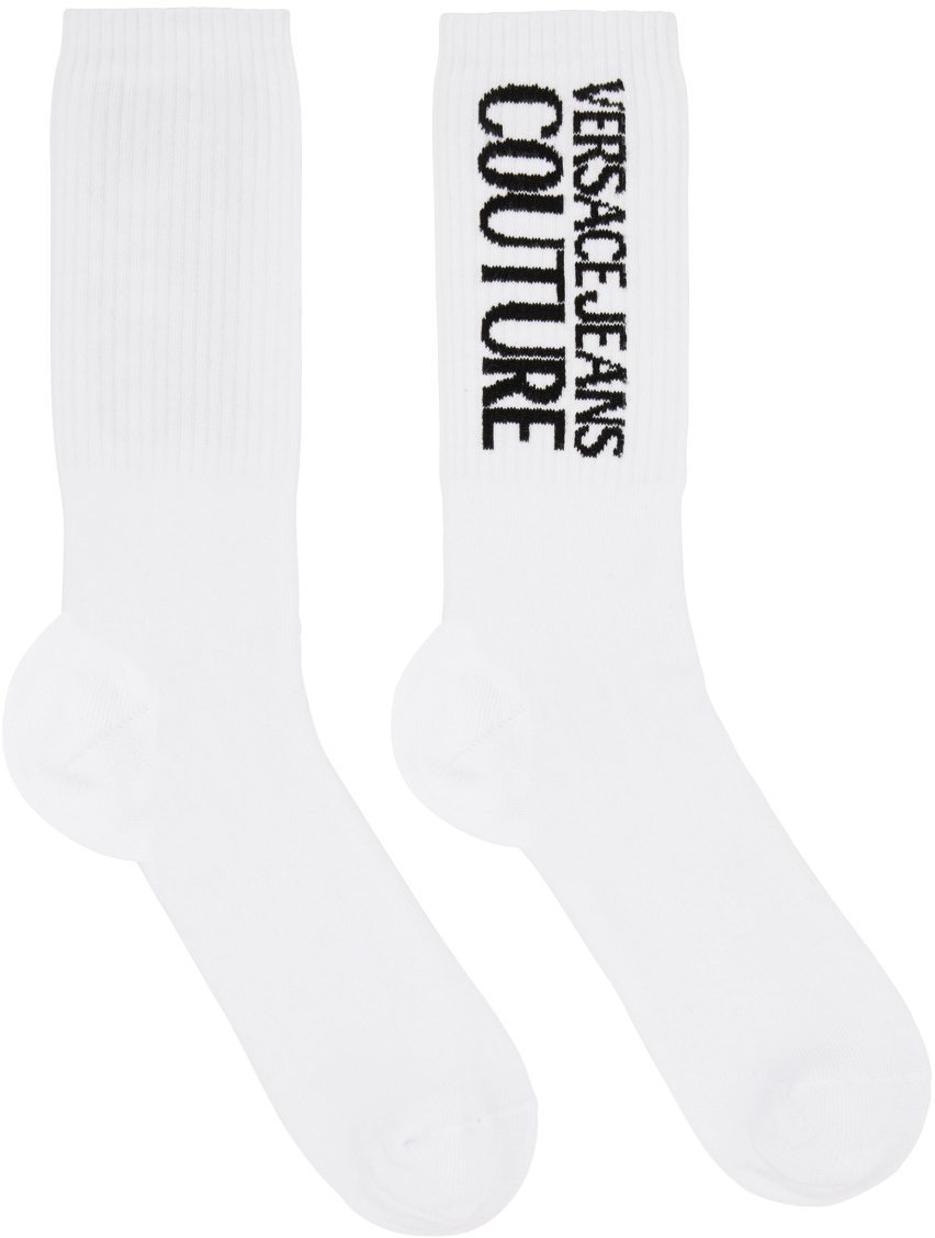 VERSACE JEANS COUTURE WHITE COTTON SOCKS
