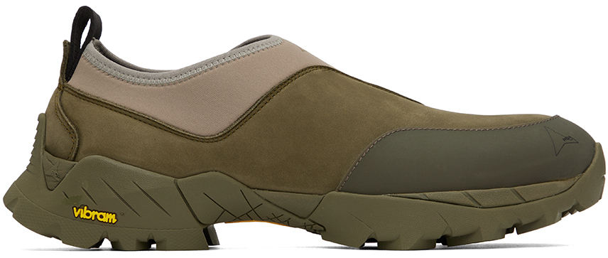ROA: Khaki & Taupe Slip-On Sneakers | SSENSE