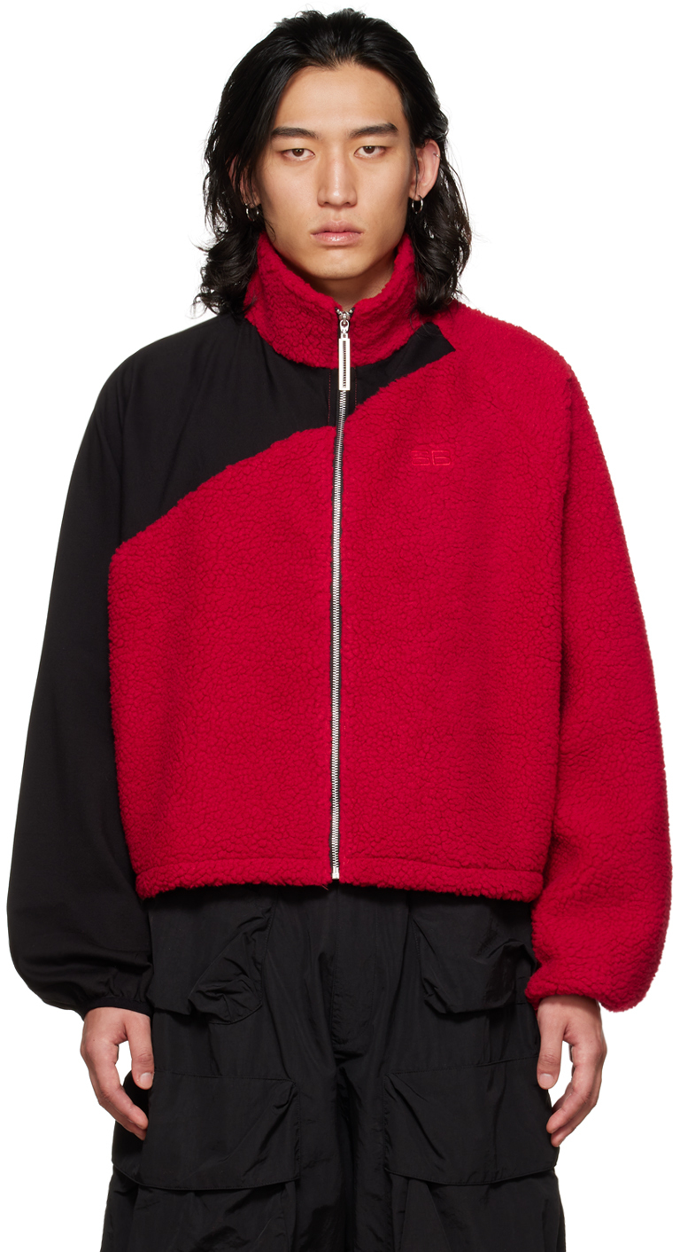 Red Asymmetric Jacket SSENSE Men Clothing Jackets Fleece Jackets 