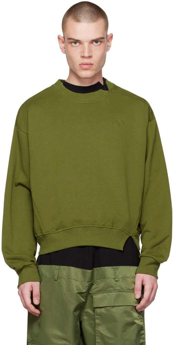Green Side Zip Sweatshirt by SPENCER BADU on Sale