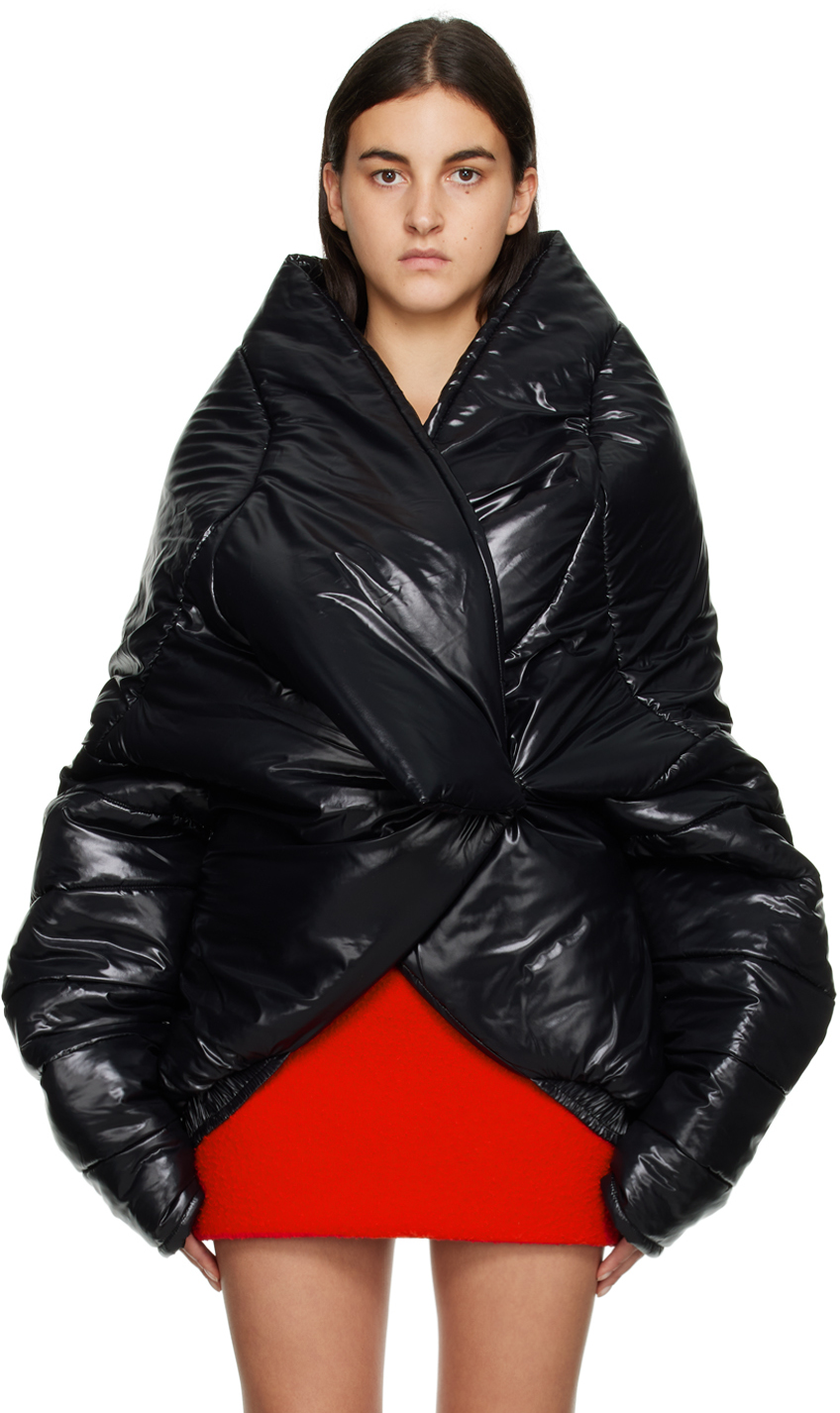 Sia Arnika Black Oversized Collar Puffer Jacket
