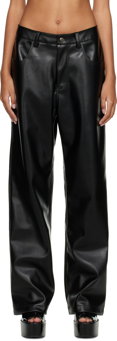 Sia Arnika Black Faux-Leather Trousers
