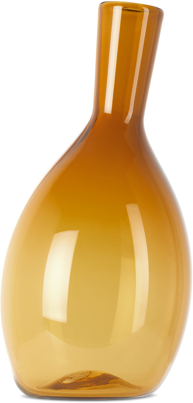 Nate Cotterman Ssense Exclusive Yellow Tall Tilt Flow Decanter In Amber