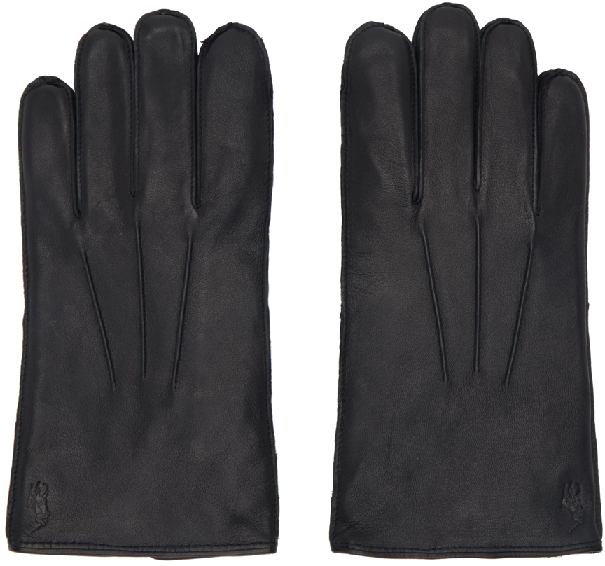 Polo Ralph Lauren: Black Sheepskin Gloves | SSENSE