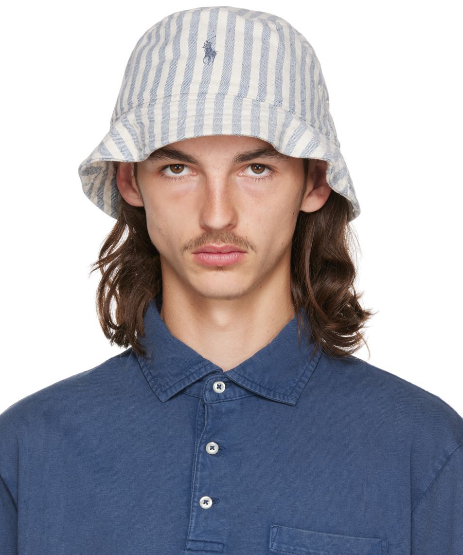Polo Ralph Lauren: SSENSE Exclusive Blue & White Bucket Hat | SSENSE