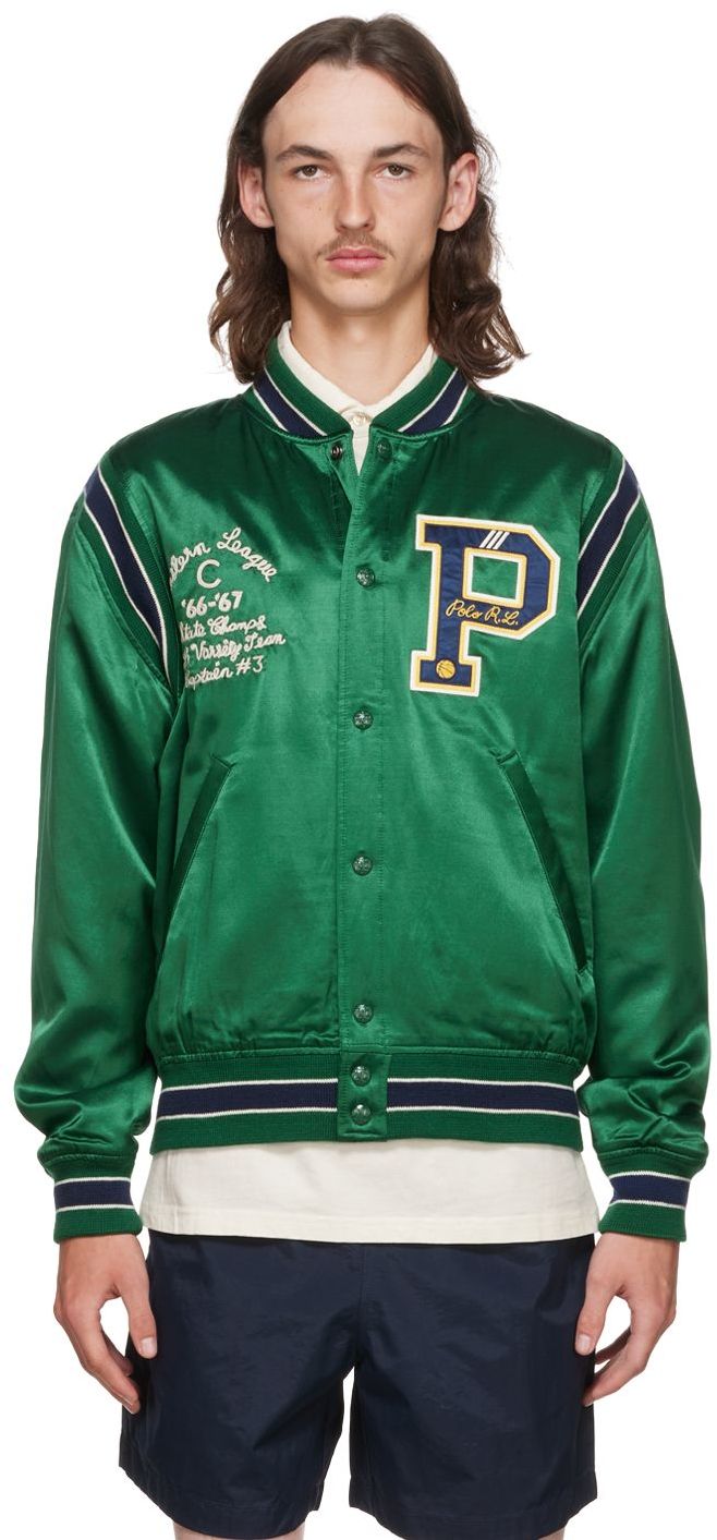 Polo Ralph Lauren: Green Cotton Bomber Jacket | SSENSE