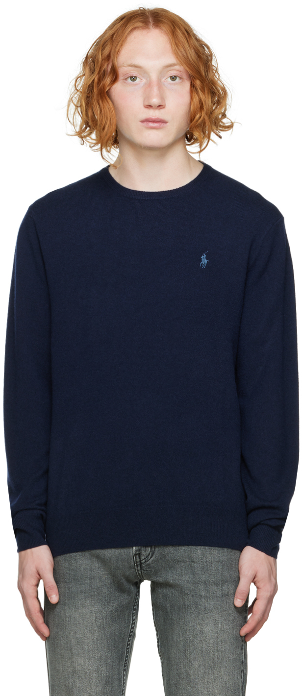 Polo Ralph Lauren: Navy Crewneck Sweater | SSENSE