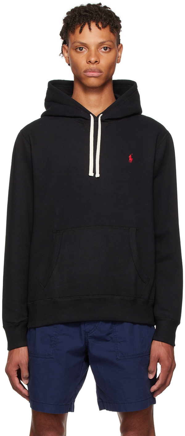Black Cotton Hoodie by Polo Ralph Lauren on Sale