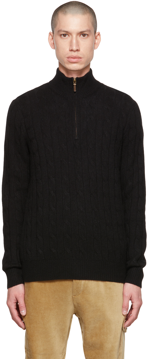 Polo Ralph Lauren: Black Half-Zip Sweater |
