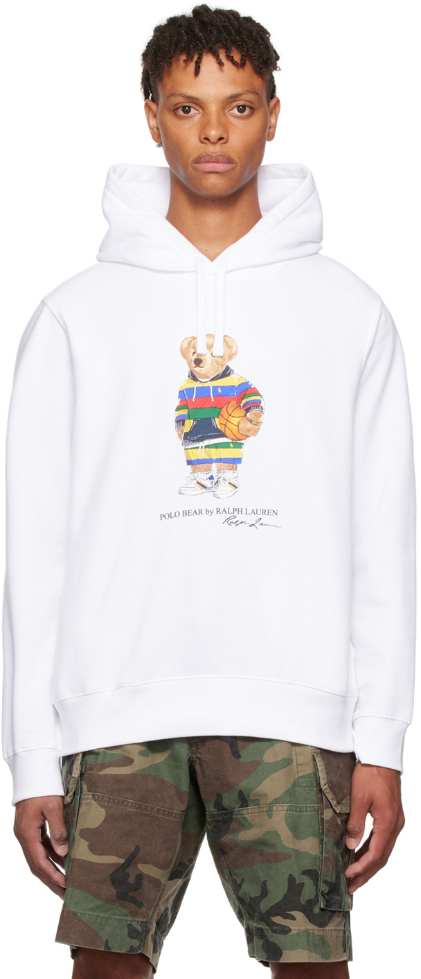 Polo Ralph Lauren: White Polo Bear Hoodie | SSENSE