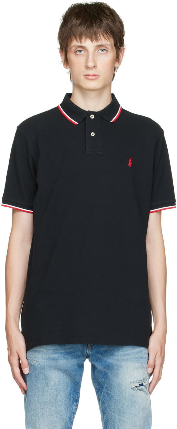 Black Mercerized Cotton Polo Ssense Uomo Abbigliamento Top e t-shirt T-shirt Polo 