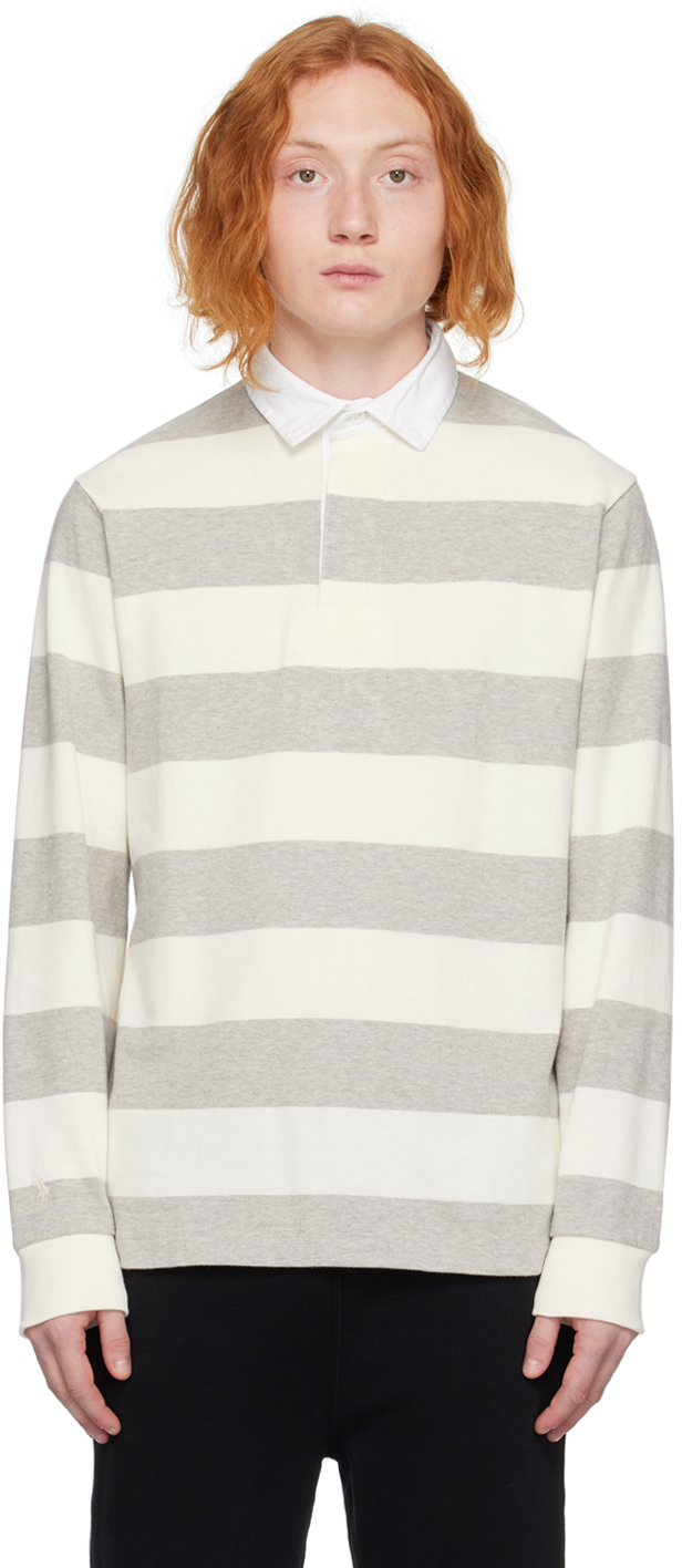 Gray Embroidered Long Sleeve Polo Ssense Uomo Abbigliamento Top e t-shirt T-shirt Polo 