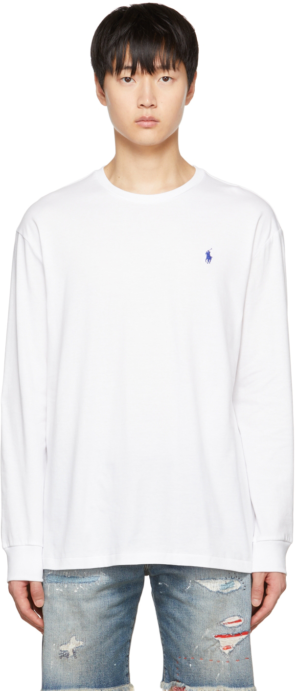 Stat prøve Giraf Polo Ralph Lauren: White Crewneck Long Sleeve T-Shirt | SSENSE