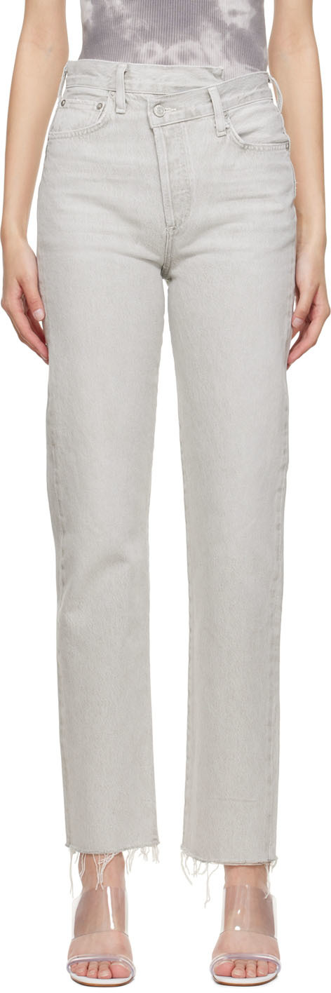 Gray Asymmetric Jeans by AGOLDE on Sale