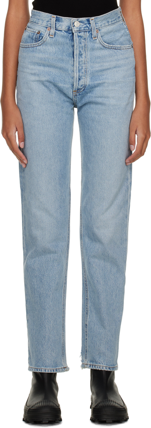 AGOLDE: Blue 90's Pinch Waist Jeans | SSENSE