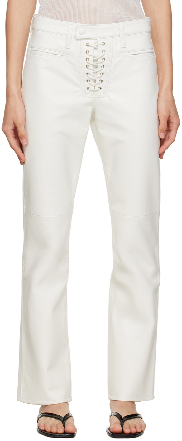 White Finley Leather Trousers