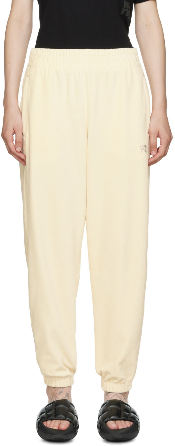 Pantalon de survêtement à logo Coton T By Alexander Wang en coloris Blanc Femme Vêtements Articles de sport et d'entraînement 