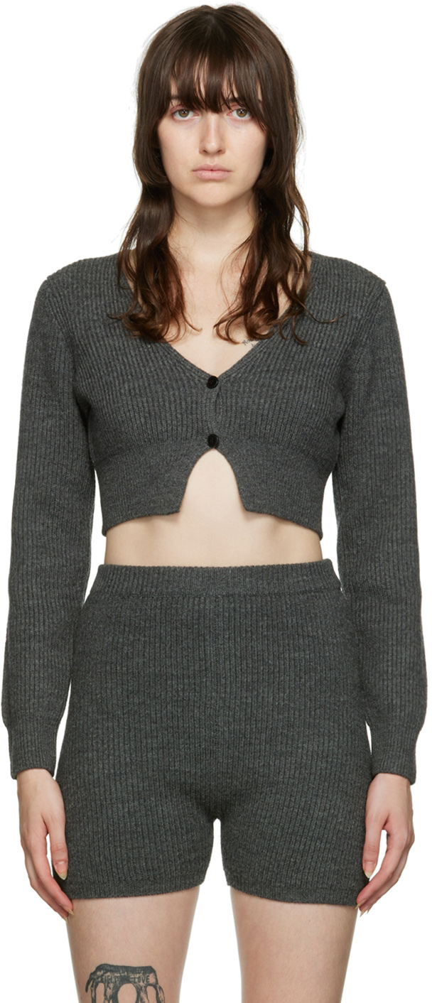 Alexander Wang T Gray V-neck Cardigan In Anthracite