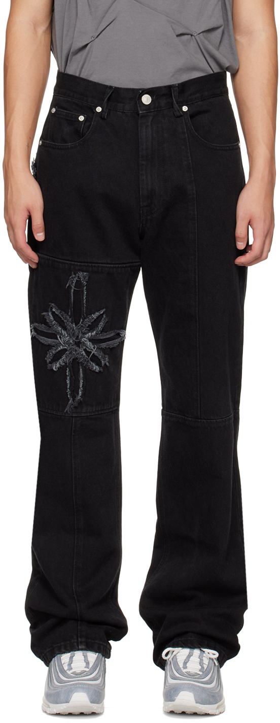 KUSIKOHC SSENSE Exclusive Black Flower Jeans