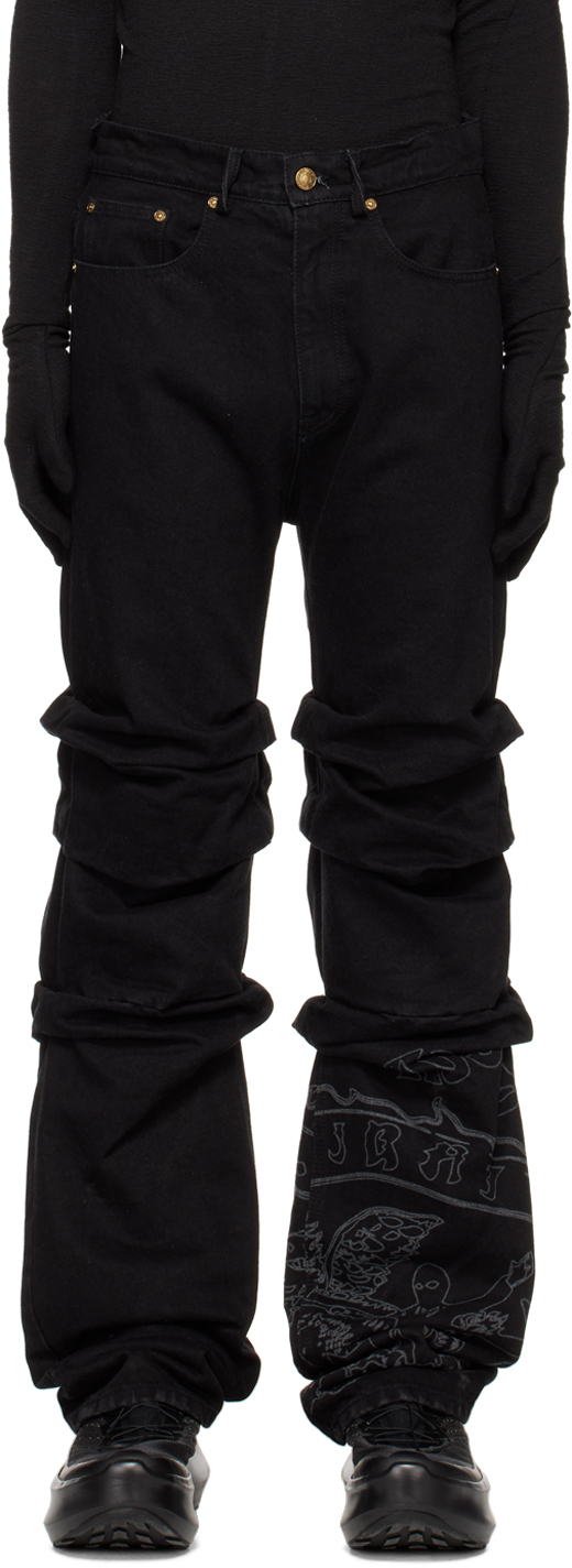 KUSIKOHC: SSENSE UK Exclusive Black Big Plaster Jeans | SSENSE