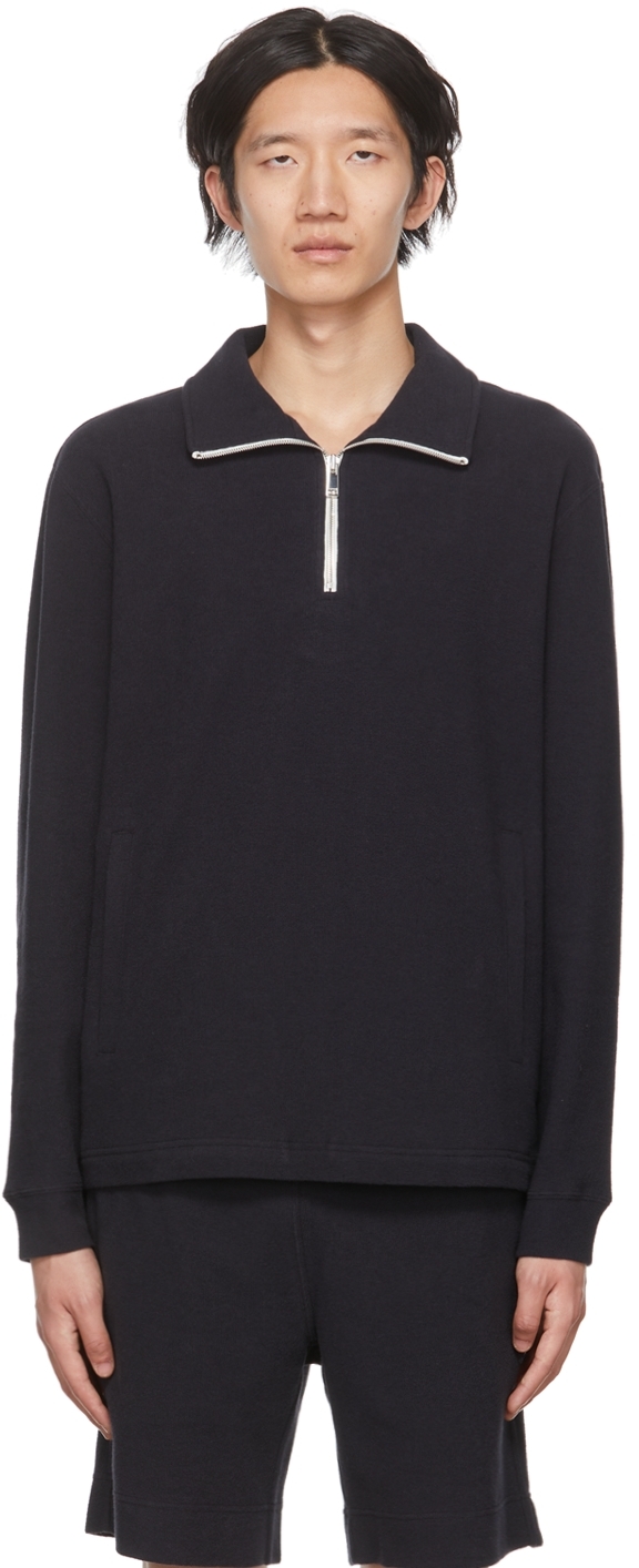 Theory Navy Allons Zip-up Jumper In Black