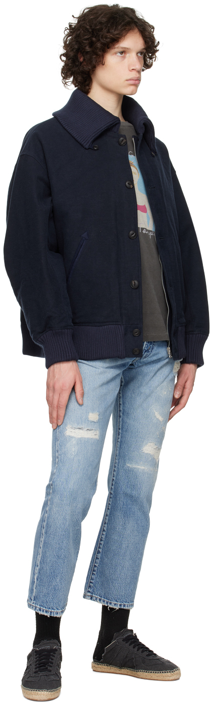 Kuro ネイビー Varsity ボンバージャケット