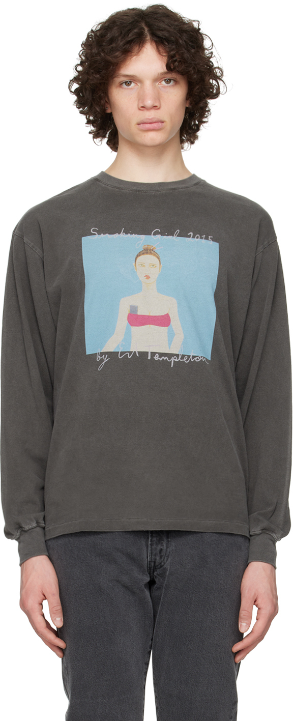 Kuro: Black Ed Templeton Edition Smoking Girl T-Shirt | SSENSE Canada