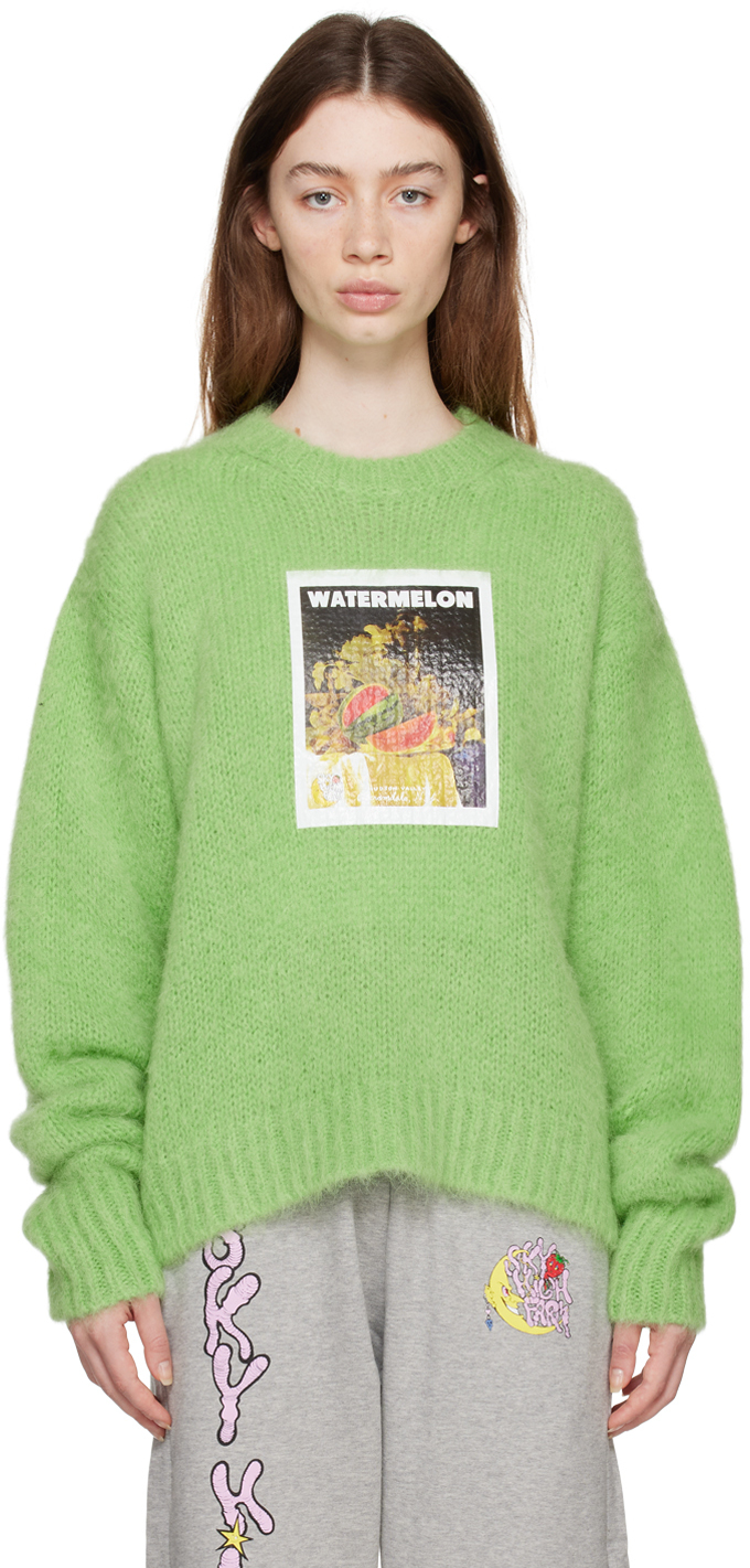 Sky High Farm Workwear: Green Denim Tears Edition Sweater | SSENSE Canada