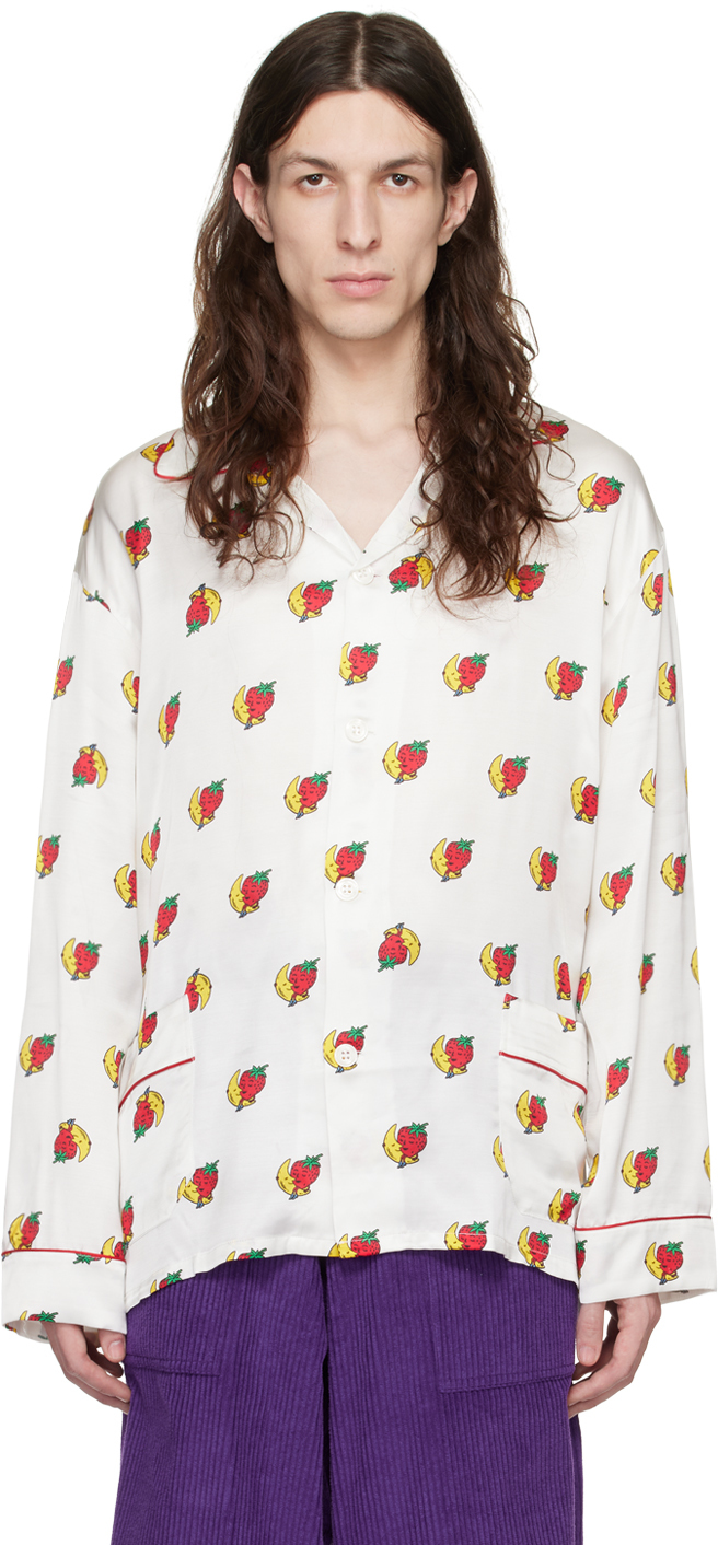 White Strawberry & Moon Pyjama Shirt