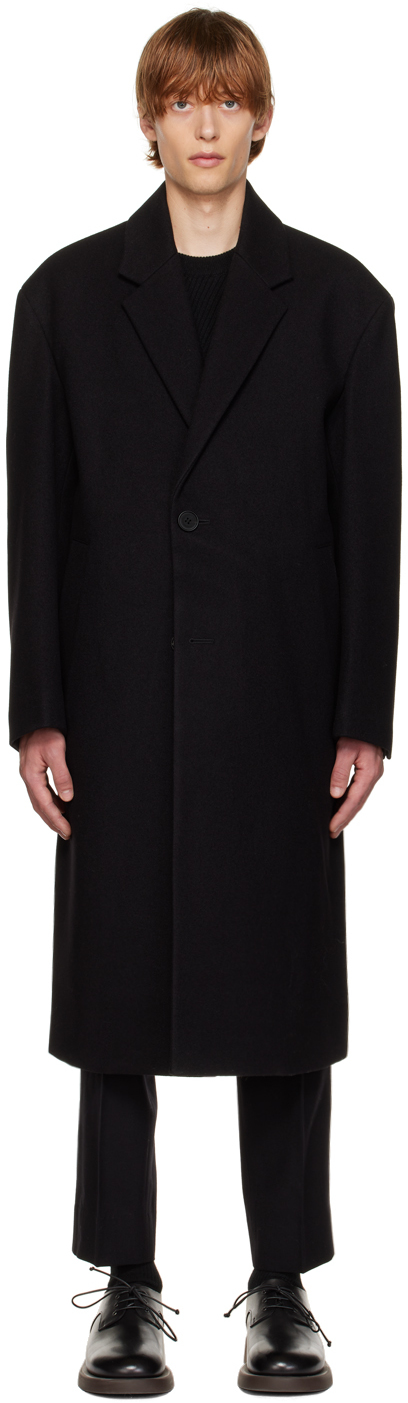 Solid Homme: Black Minimal Coat | SSENSE