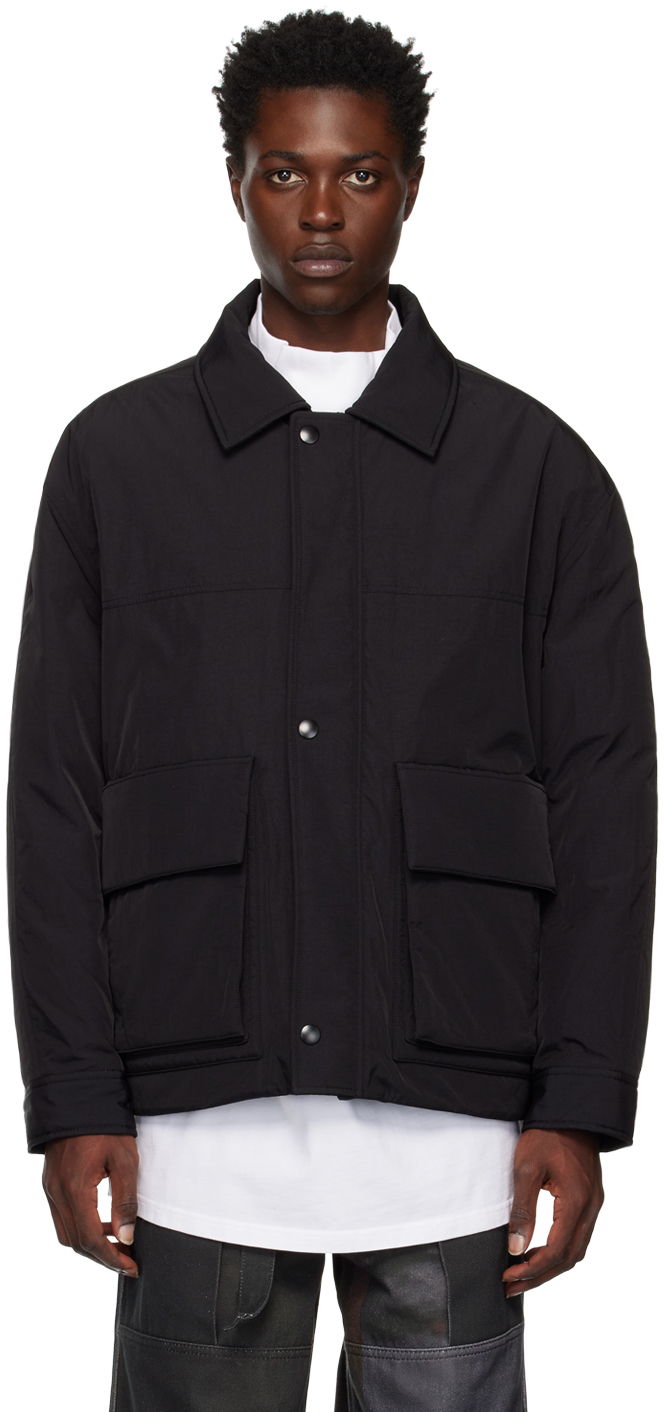 Solid Homme Pocket Detail Oversized Shirt Jacket In Black