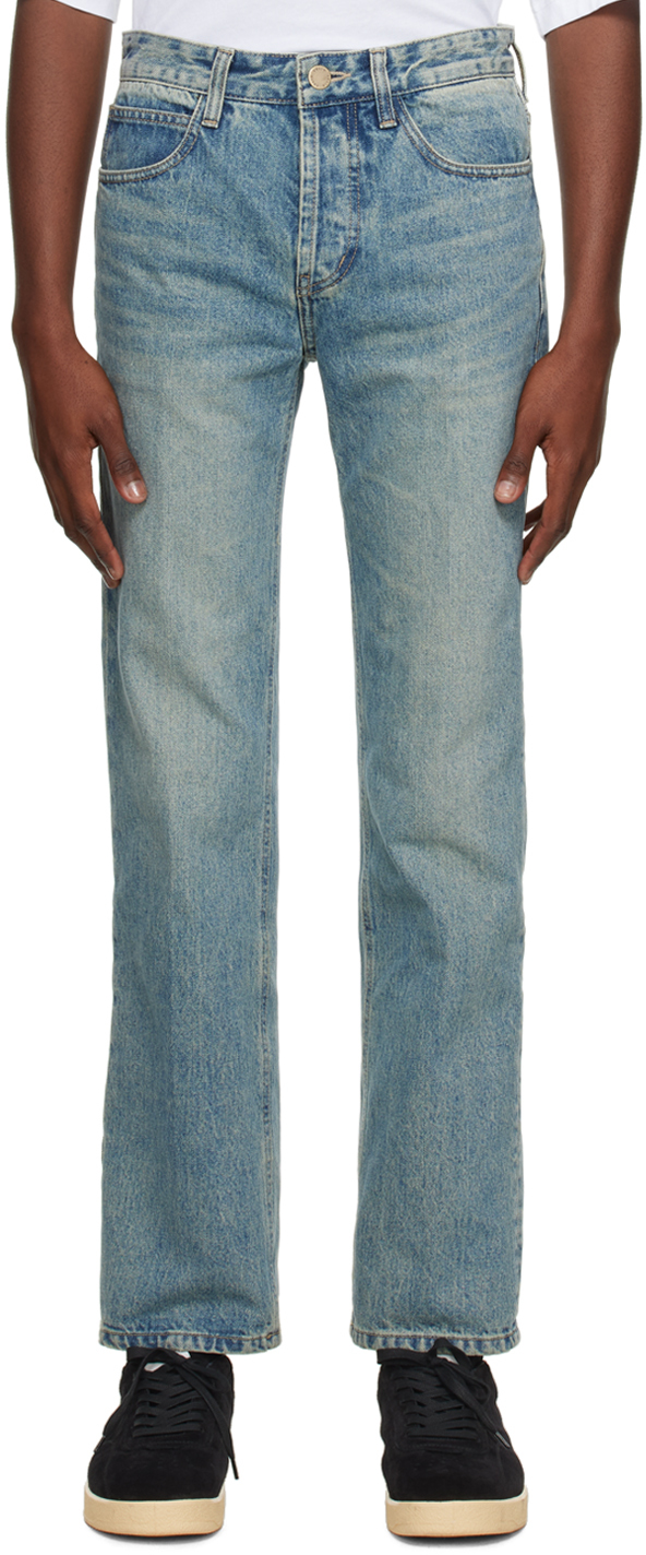 Solid Homme: Blue Straight Jeans | SSENSE