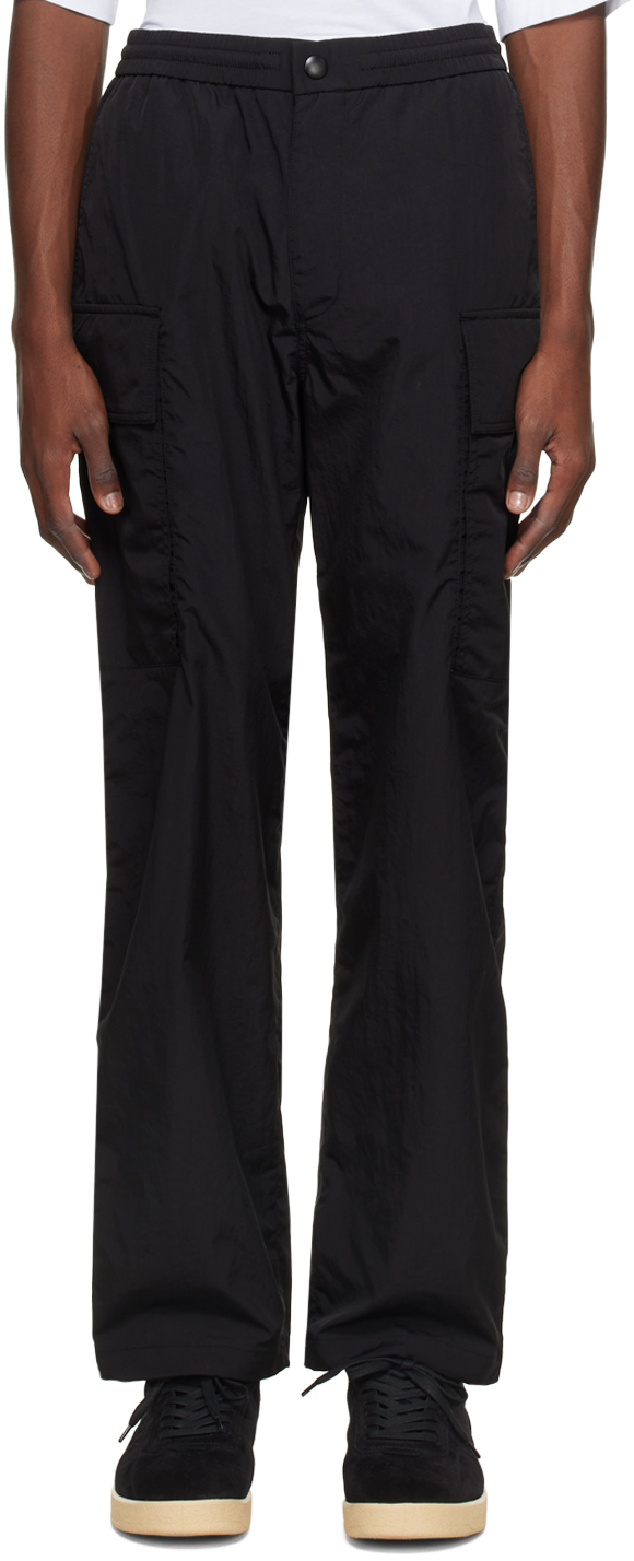 Black Jogger Cargo Pants by Solid Homme on Sale