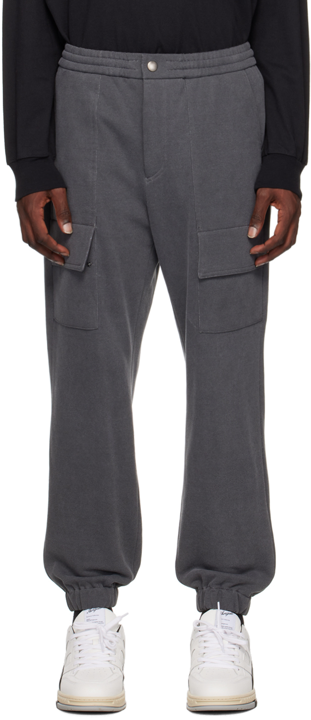 Solid Homme Gray Drawstring Cargo Pants In 720g Grey