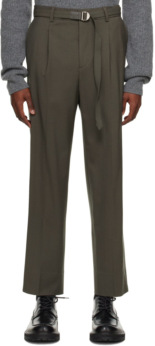 Solid Homme: Gray Belted Trousers | SSENSE