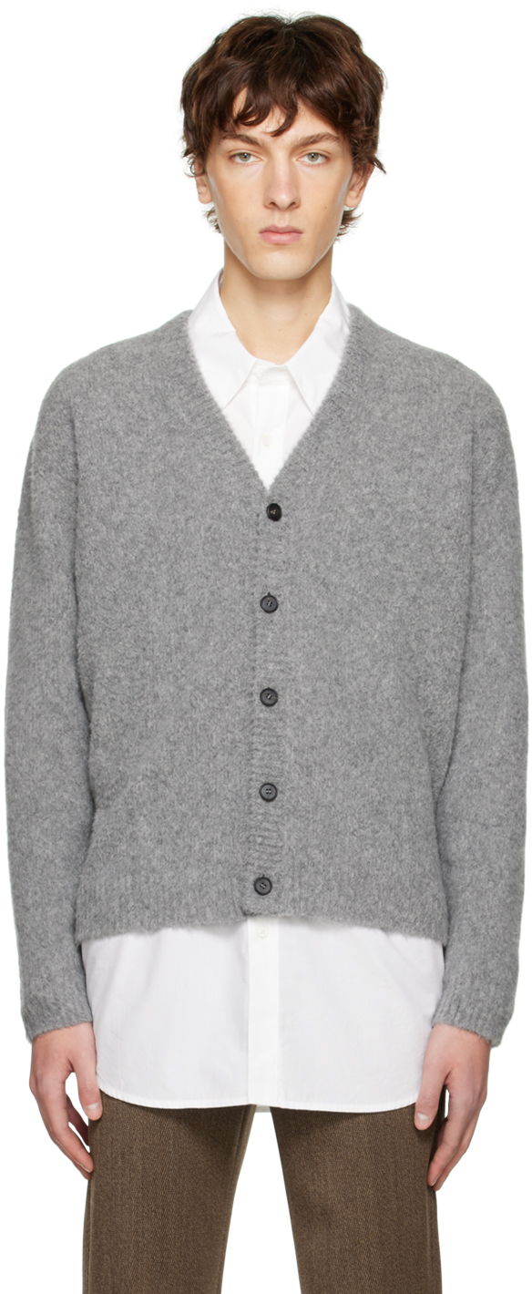 Solid Homme: Gray Brushed Cardigan | SSENSE