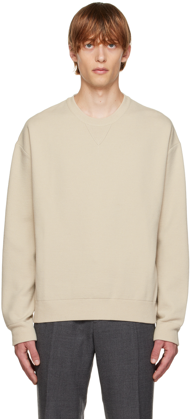 Beige Wool Sweater by Solid Homme on Sale