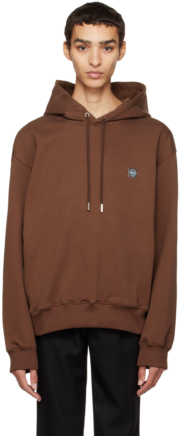 Brown Embroidered Hoodie