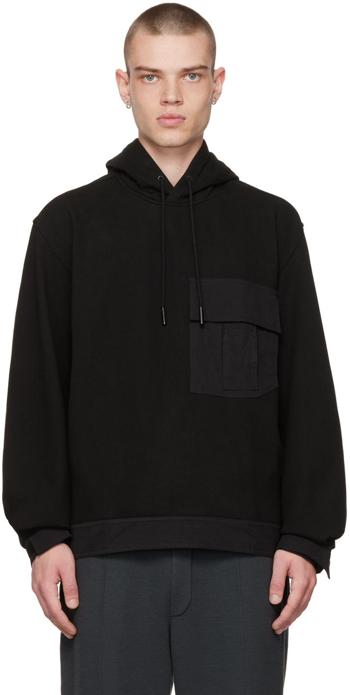 Black Paneled Hoodie