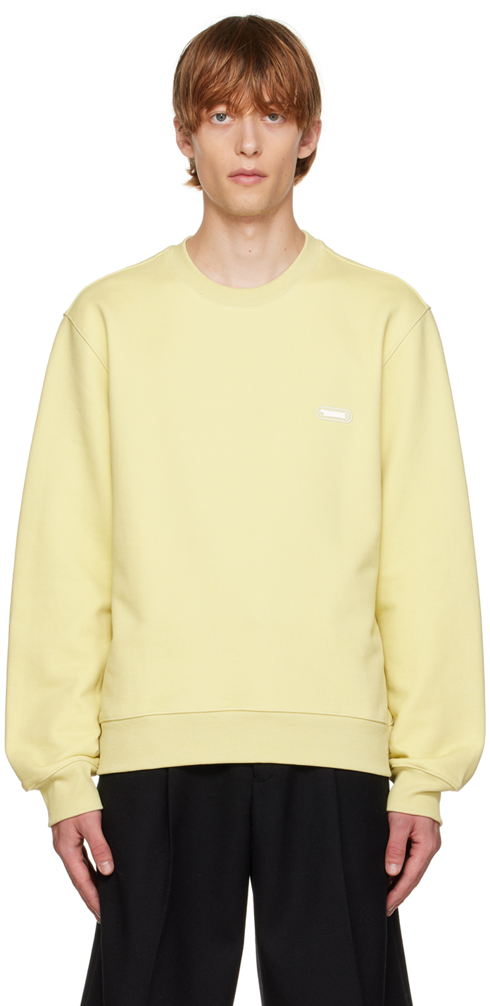SSENSE Men Clothing Sweaters Sweatshirts Yellow Embroidered Sweatshirt 