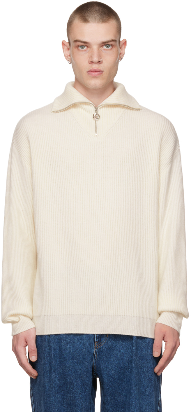 Off-White Half-Zip Sweater by Solid Homme on Sale