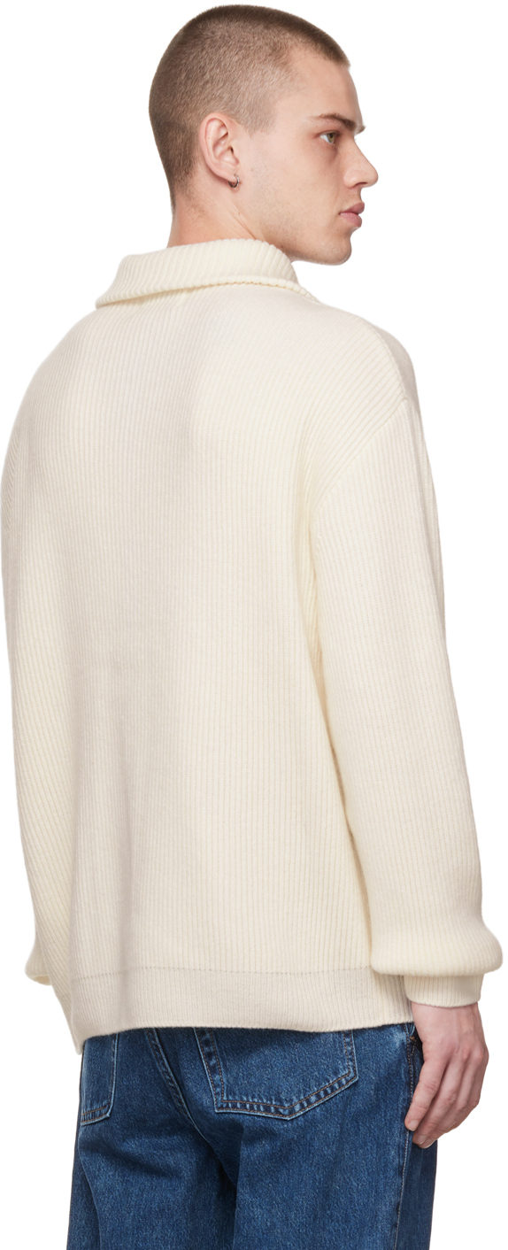  Solid Homme Off-white Half-zip Sweater 