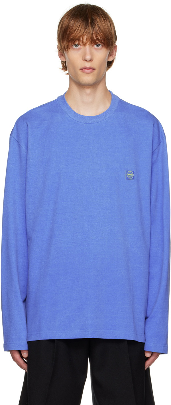 Blue Embroidered Long Sleeve T-Shirt Ssense Uomo Abbigliamento Top e t-shirt Top 