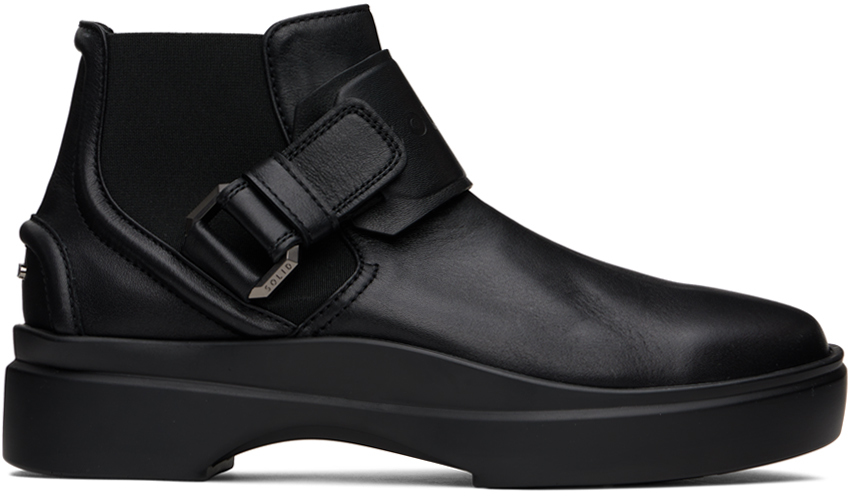 Solid Homme Black Leather Chelsea Boots In 087b Black