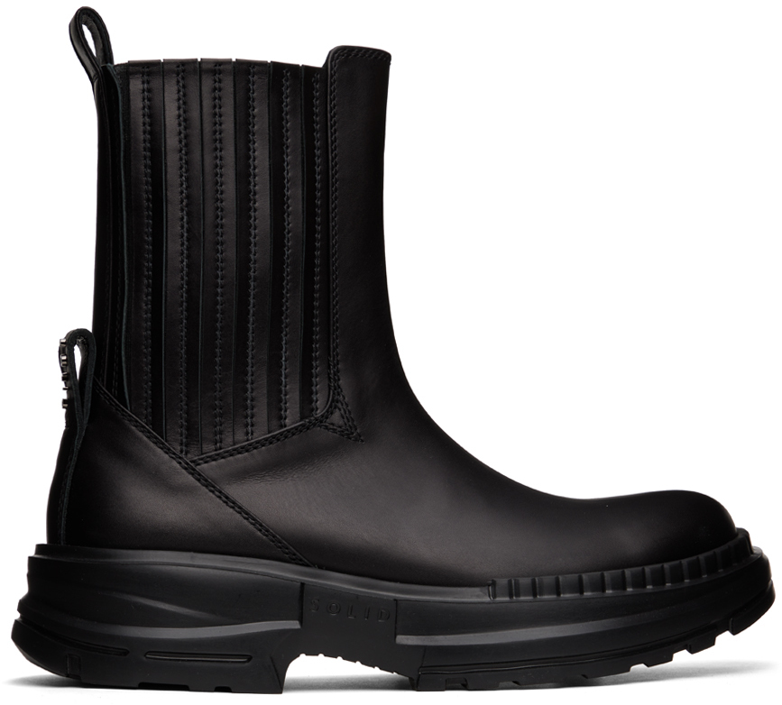 Solid Homme Black Chelsea Boots In 089b Black