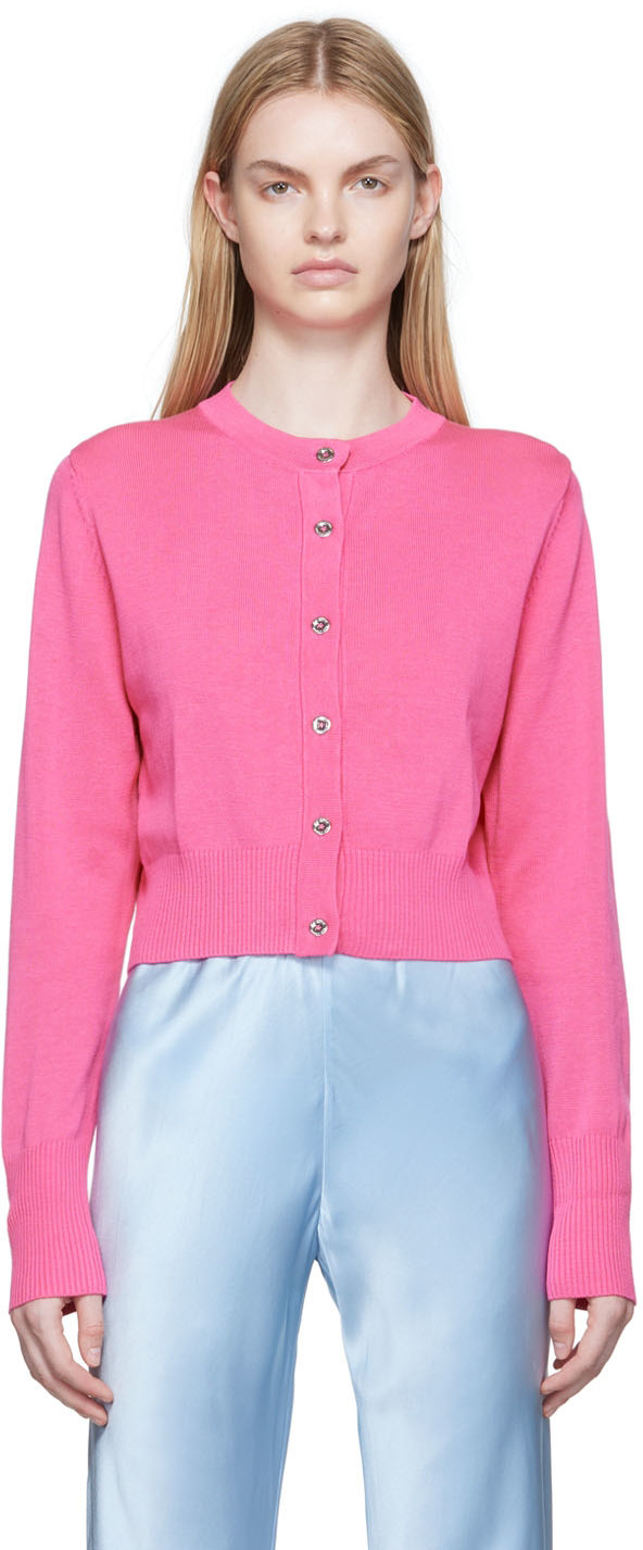 Pink Cropped Cardigan by Silk Laundry on Sale